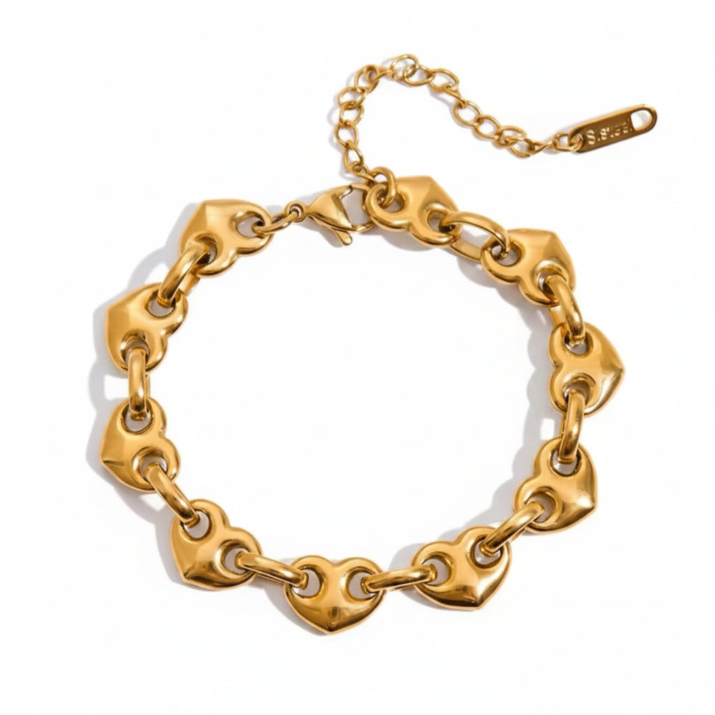 Pulsera gruesa de corazones