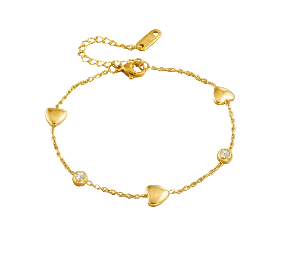 Pulsera corazoncitos y cristales