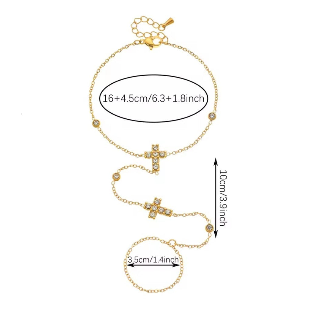 Pulsera de crucitas con anillo