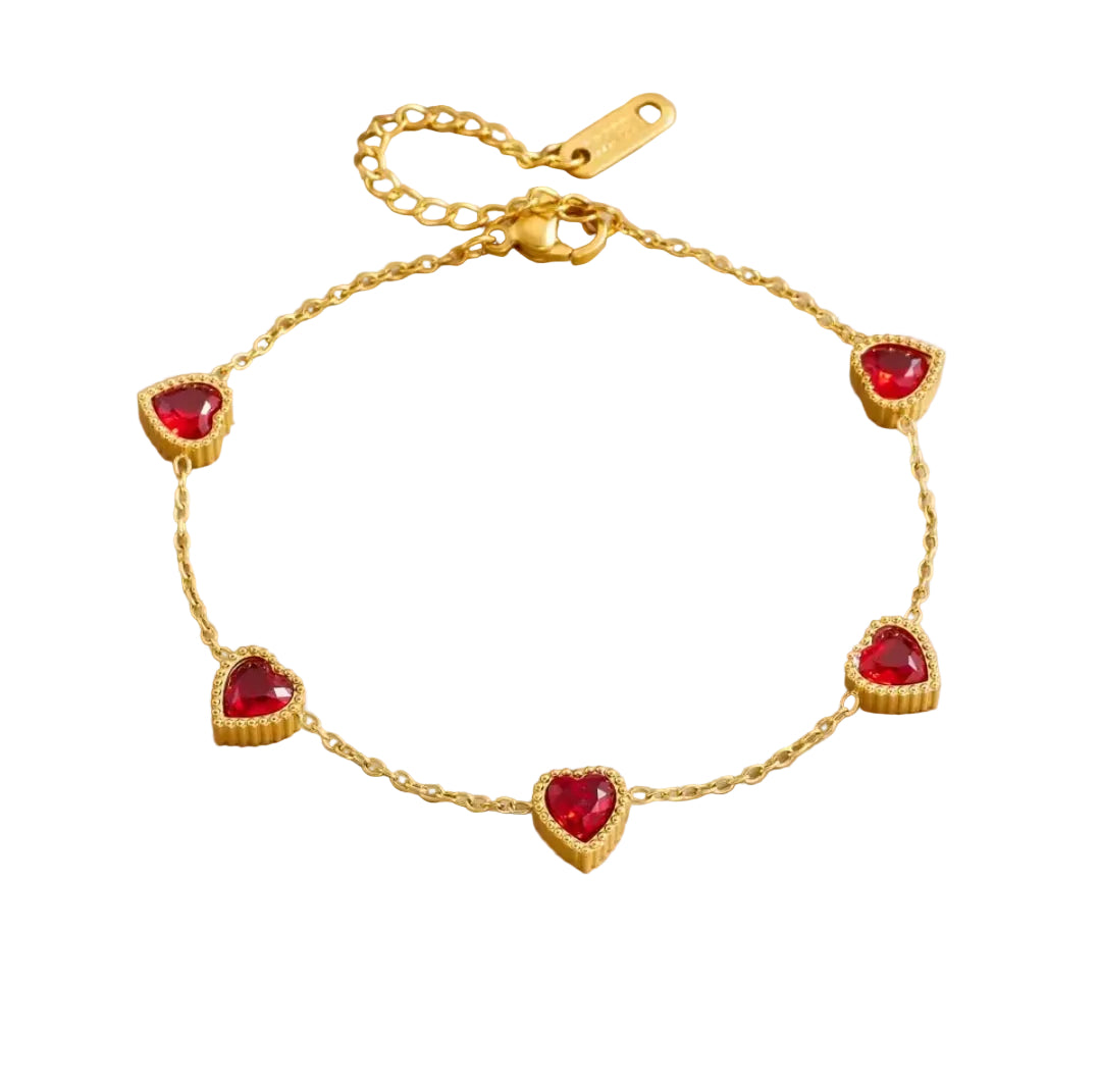 Pulsera corazones rojos