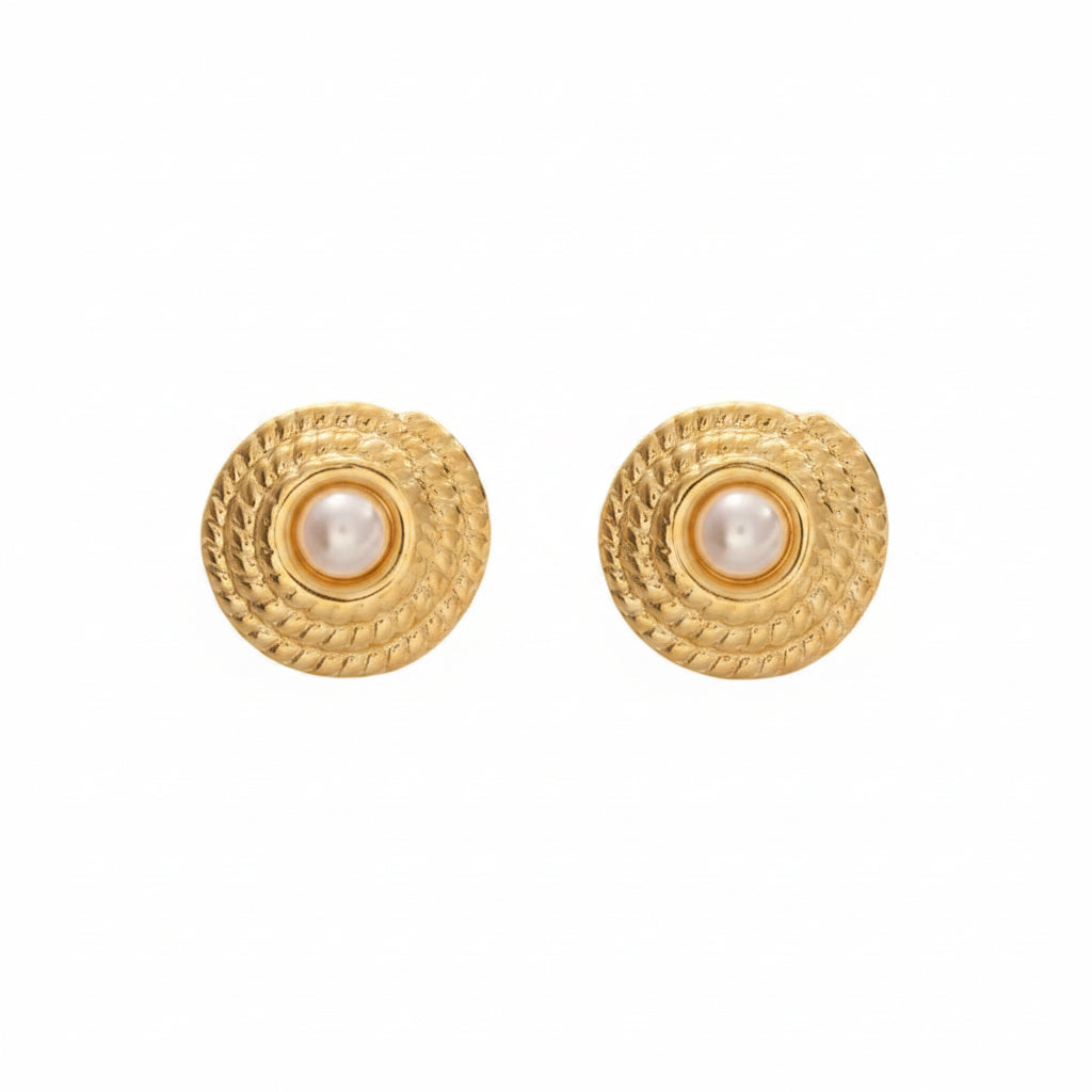 Aretes circulares con perla