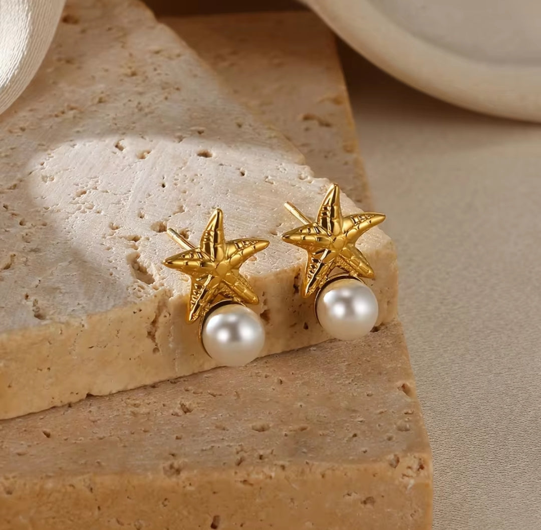 Aretes estrellita y perla
