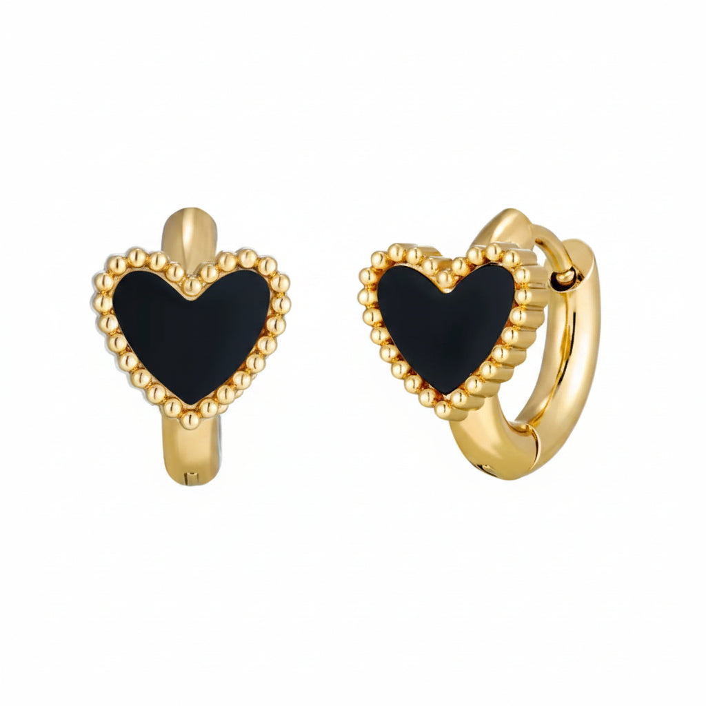Argollas pequeñas corazón oscuro