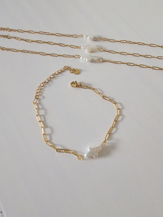 Pulsera con perla de cruz