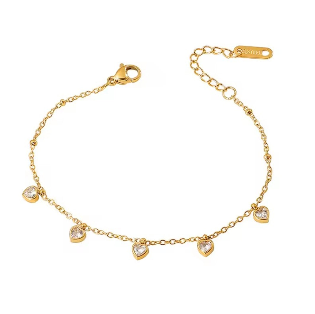Pulsera fina corazones