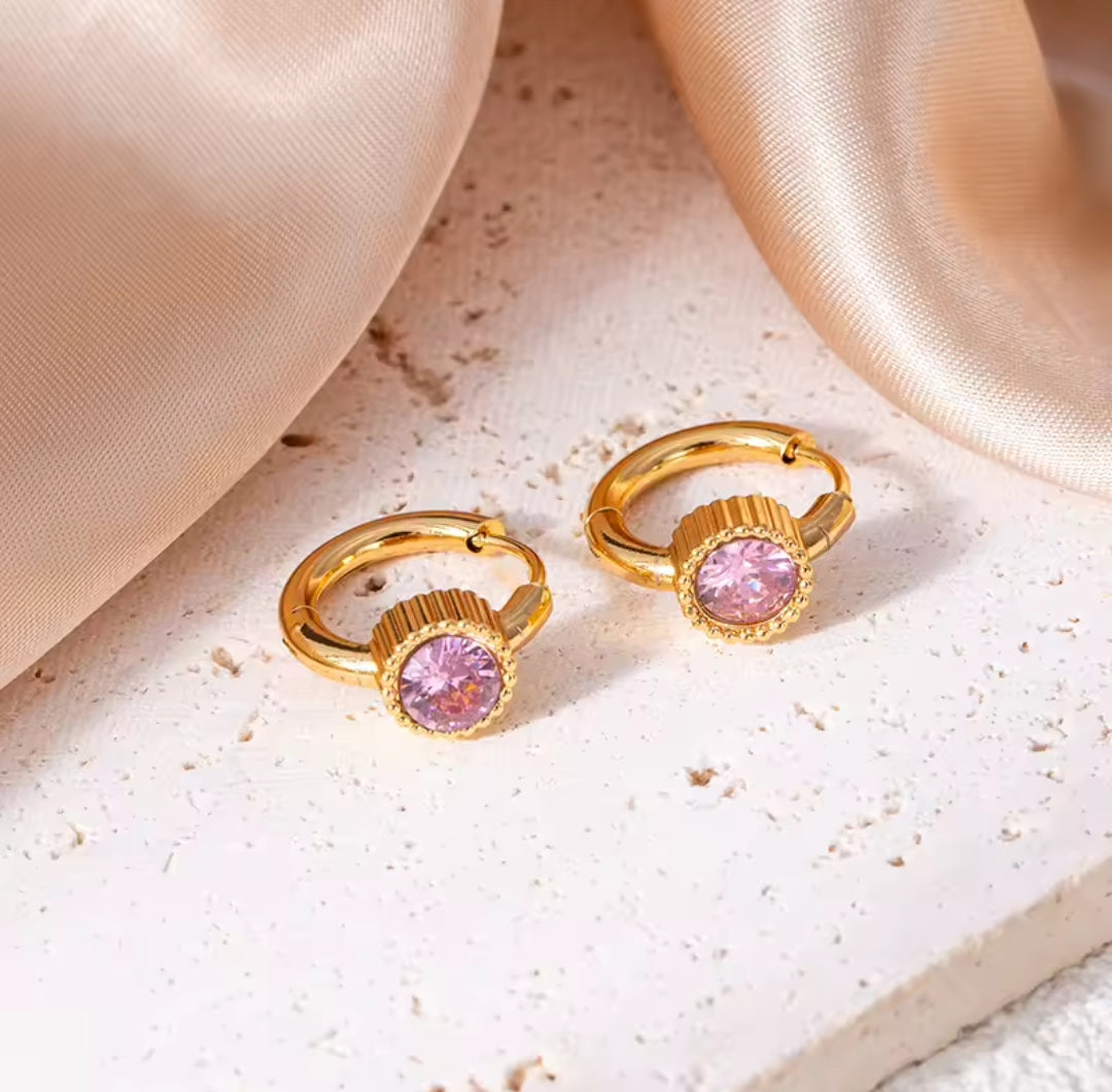Argollas pequeñas cristal rosa