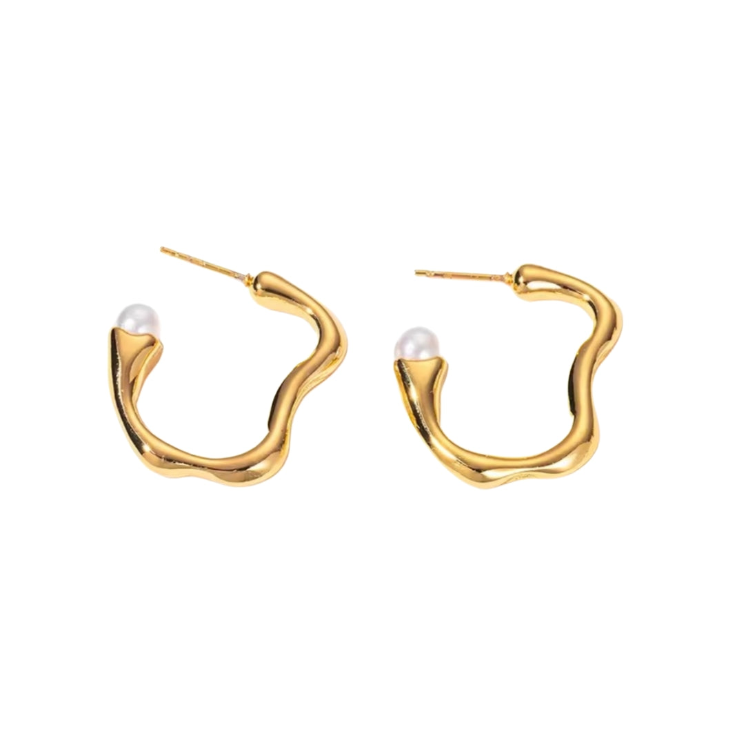 Aretes irregulares con perla